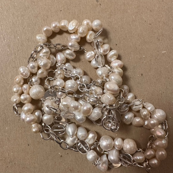 Nora Norway fresh water pearl and silver 45 necklace new w tags Stunning - Picture 4 of 4